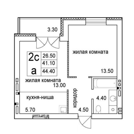 Вариант №12859, 2-комнатная квартира в жилом комплексе Башни Дзен