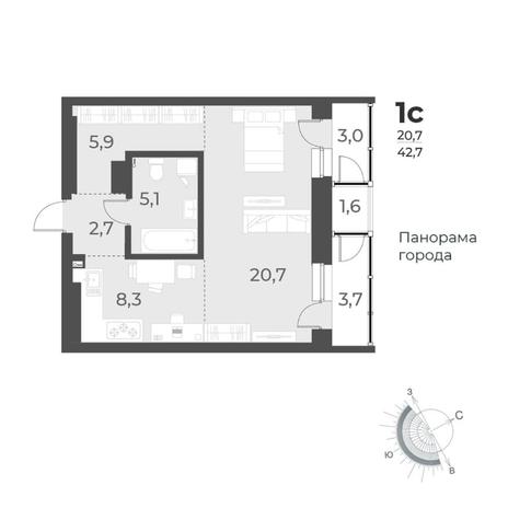 Вариант №8460, 1-комнатная квартира в жилом комплексе Башни Дзен