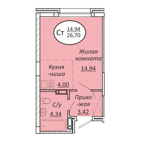 Вариант №13589, 1-комнатная квартира в жилом комплексе NOVA-дом