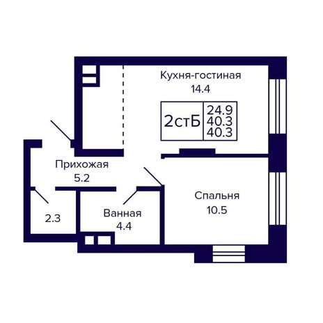 Вариант №16104, 2-комнатная квартира в жилом комплексе Геометрия
