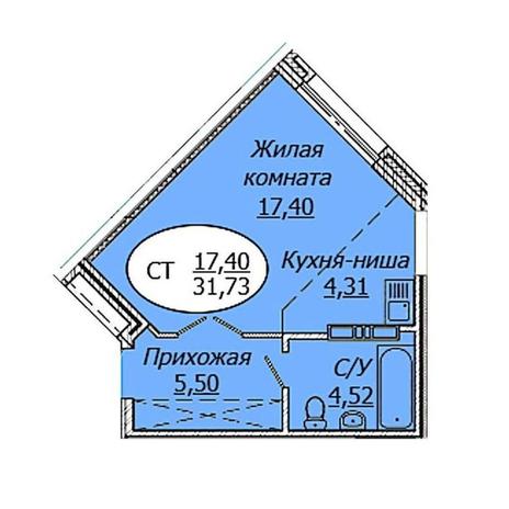 Вариант №17199, 1-комнатная квартира в жилом комплексе Семён Дежнёв