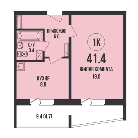 Вариант №17384, 1-комнатная квартира в жилом комплексе Дождь